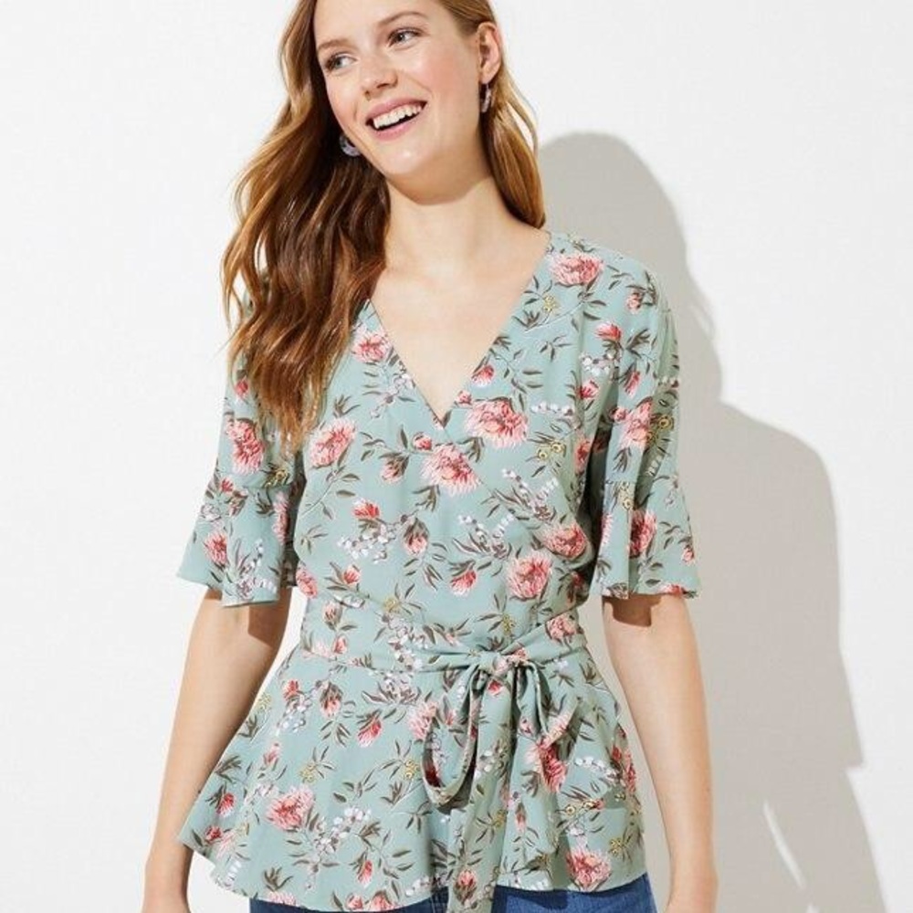 Petite Loft Floral Wrap Top